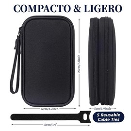 Organizador Portátil para Electrónicos,Bolsa para Accesorios Electrónicos Impermeablede con Doble Capa,Estuche para Cables Viaje para Cables USB,Audíf