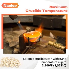 Naajop Lab Crucibles Set Bag Clip with Pour Spout, Crucible, Ingot Mold Ideal for Melting Metal, Gold Melting Kit, Jewelry Making
