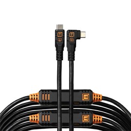 Tether Tools TetherPro Optima 10G USB Exclusive Data Transfer, 31’ (9.4M) Straight to Right Angle Cable - Black