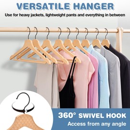 Coat Hanger Heavy Duty for Closet, 10 Pack Brown Clothes Hanger Non Slip, Thick Plastic Clothes Hangers with 360° Rotatable Hook, Standard Hangers for Shirt Pants Scraf Suit