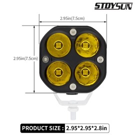 STDYSUN LED Yellow/Amber Driving Fog Lights Pod Lights Offroad Driving Lights Work Auxiliary Lights Bumper Lights 2Pcs 3Inch 40W Waterproof Fit for Car Truck ATV UTV Motorcycle Golf Pick-up