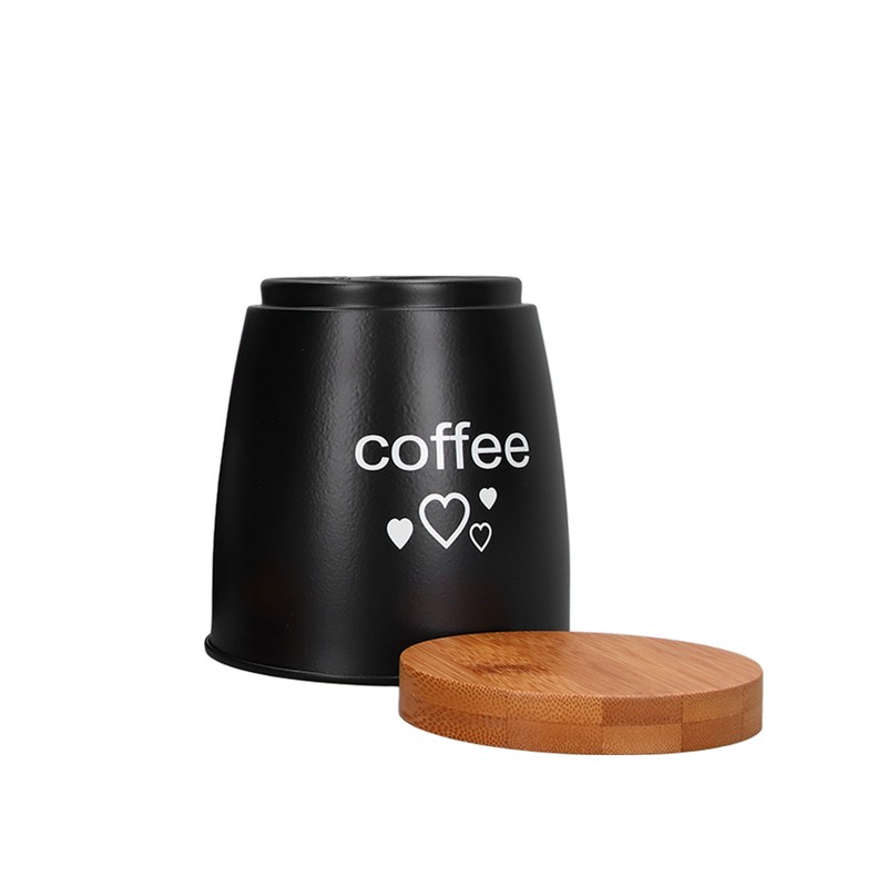 3Pcs Coffee Tea Sugar Container Set Bamboo Lid Durable Iron