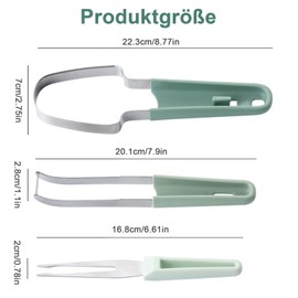 Gdraco 3-in-1 Stainless Steel Fruit Cutter Watermelon Cutter Stainless Steel Melon Cutter Watermelon Fruit Cutting Fork Watermelon (Green)