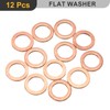 sourcing map M12 Flat Washer, 12 Pcs Copper Ring Flat