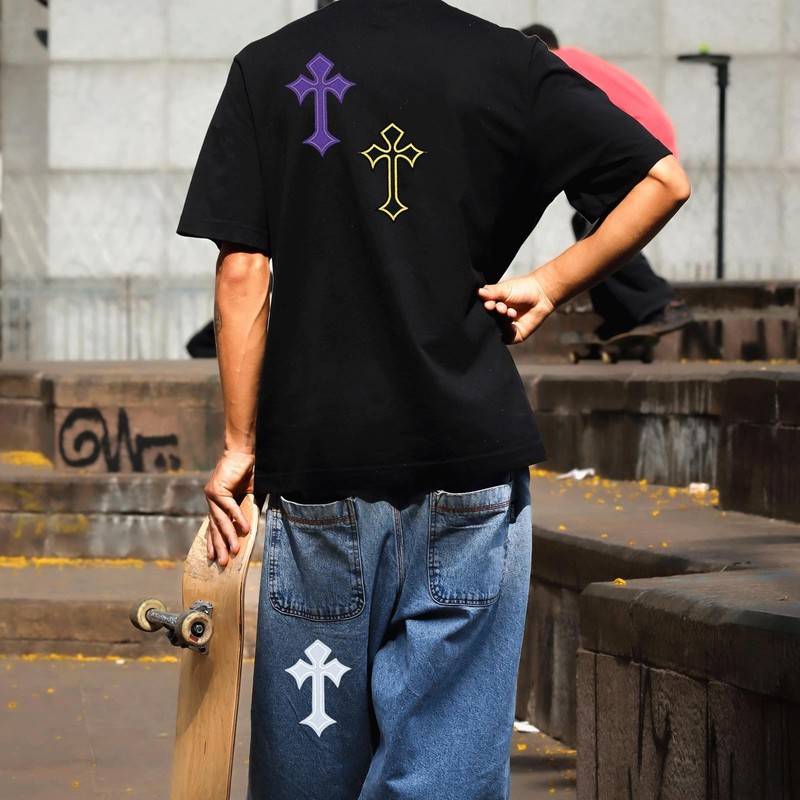 39PCS Gothic Cross Iron On Patches, Embroidered Appliques