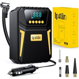 Ipflin Tyre Inflator Air Compressor - Digital Car Tyre Pump 12V DC,Portable Car Accessories for Men,Electric Air Pump 150 PSI For Car Tyres,Bikes,Football,Preset Tyre Pressure & Auto Shutoff