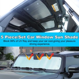 Sunroof Sunshade Compatible with 2022 2023 2024 2025 2026 Hummer EV Accessories Model SUV/Pickup Windshield Glass Visor Sun Blocking Foldable Aluminum Heat Insulation Blocking Privacy Protection 5PCS
