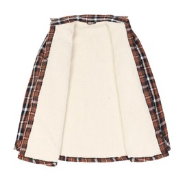 Lisskolo Women's Flannel Sherpa Shirt Jacket with Hand Pockets Plaid Button Up Fleece Lined Shacket Fuzzy Flannel Jackets Orange Navy L