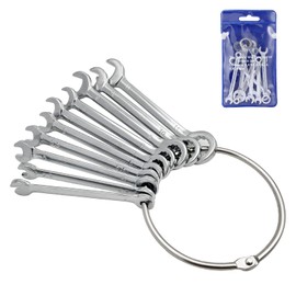 QYQRQF 20pcs Mini Wrench Set Open End Wrench Ignition Wrench Sets With Chain Ring British/Metric Type Wrenches (Metric + British)