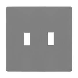 ENERLITES Screwless Double Toggle Switch Wall Plate, Child Safe Dual Light Switch Cover, Standard Size 2-Gang 4.68" x 4.73", Unbreakable Polycarbonate Thermoplastic, UL Listed, SI8812-GY, Glossy, Gray