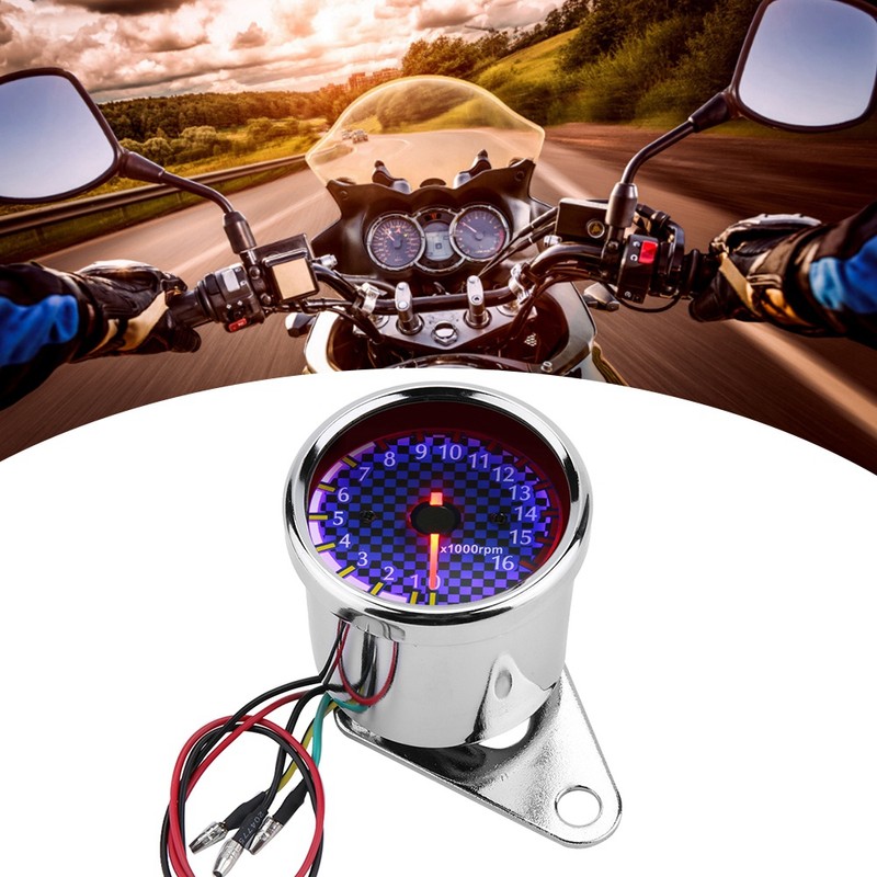 DC 12V Universal Motorcycle LED Display Tachometer Electronic Tach Meter