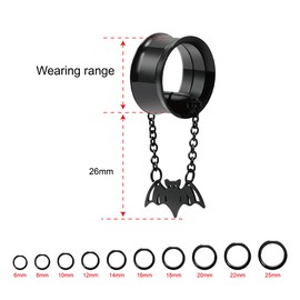 POBAISITER 2PCS Stainless Steel Ear Gauges Tunnels Hollow Spider Bee Bat Chain Screw Fit For Men For Women 6mm-25mm