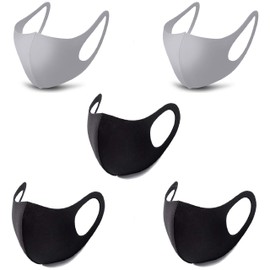 igozen 5 pack mix color combo Unisex 3D Face Masks Nanosase G Sports Face Masks high density Poly Spandex nano face mask. (Adult, 3 Black + 2 Gray)