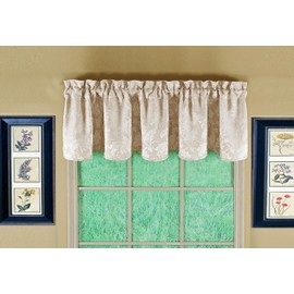 Today's Curtain, Flora Leaf Jacquard Valance 18", Taupe, 52" W x 18" L