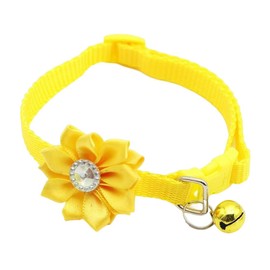 Plus Nao Collar Dog Cat Small Dog Collar Choker with Corsage Pet Collar Bell Flower Motif Necklace Pet Goods Dog - Yellow