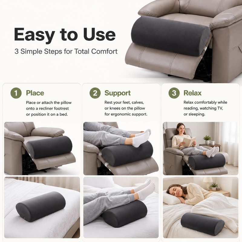 Ergonomic Foot Pillow for Sleep & Rest – Polyester/Cotton Leg
