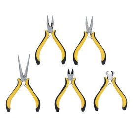 LFGUD 5Pcs Mini Plier Set, Pliers Tool Set Cable Cutters – Combination Wire Pliers, Diagonal Cutting Pliers, Needle Nose Pliers, Long Nose Pliers, End Cutting Pliers for Jewelry Making