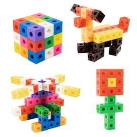 TOGHPUW 100 Pcs Maths Cubes With 10 Colours, Fractions Resources For Children, Geometric Cube, Math Cubes, Math Toys, Math Link Cubes, Math Manipulation (color 200 Pcs)