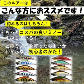 Night Army Stream Lure, Streamline Minnow, Set of 5, 2.0 inches (5.0 cm), 0.2 oz (5.2 g), Heavy Sinking Type, Ivana, Yamame, Rainbow Trout (0.2 oz (5.2 g) Trout Color)