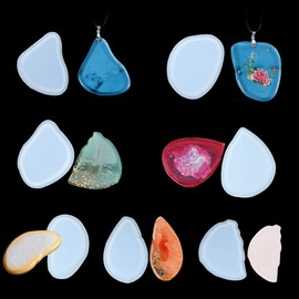FineInno 7Pcs Irregular Resin Mold Water Drop Silicone Mold Pendant Casting Mold for Epoxy Jewelry Crystal Agate Geode Gemstone Necklace Ornament DIY