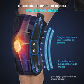 Rodillera Ortopédica y Deportiva con Estabilizadores para Hombre y Mujer con Bisagras Bimetálicas y Estabilizadores Laterales de Muelle,Rodilleras de Soporte Mejoradas para Protección,Alivio,Deportes