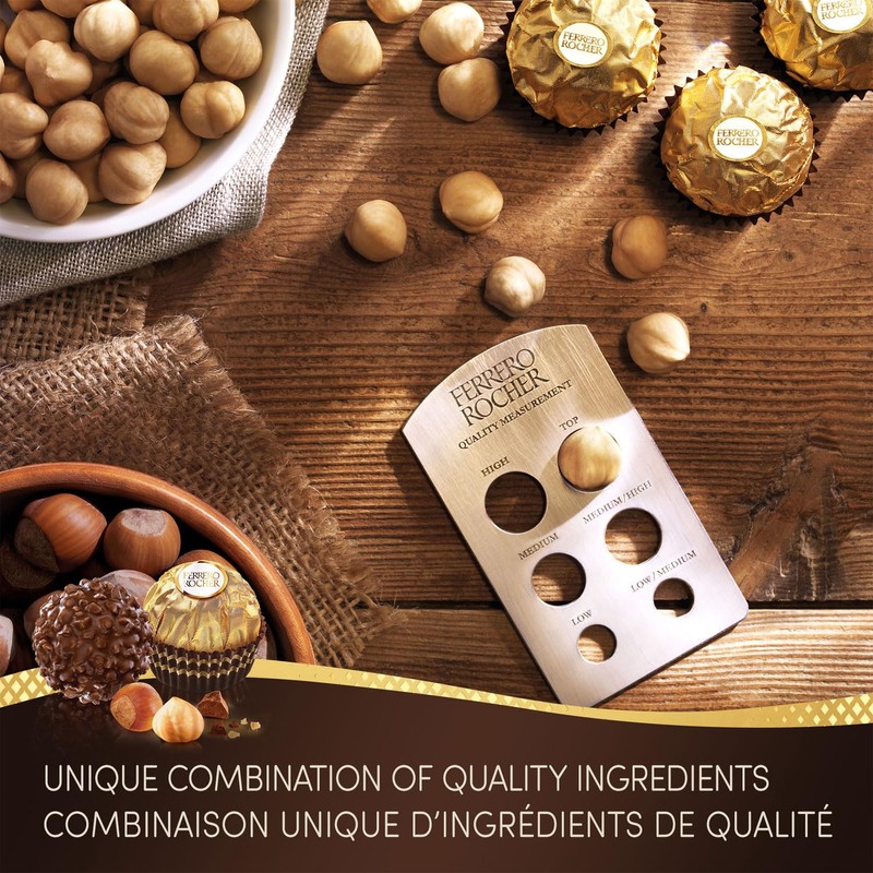 FERRERO ROCHER Fine Hazelnut Milk Chocolate Gift Box, 48 Count,