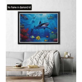 Diymood DIY 5D Diamond Painting Kits for Adults Underwater World - Diamond Art Kits for Adults Shark Tropical | Full Drill Round | Mosaic Picture | Beginner | Home Wall Decor | 16x20 Inch