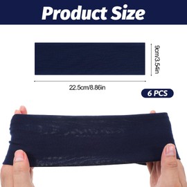6 Pcs Headbands for Women Non Slip, Soft Cotton Cloth Stretchy Sport Headbands for Daily Workout Yoga Running Sports, White and Navy Blue