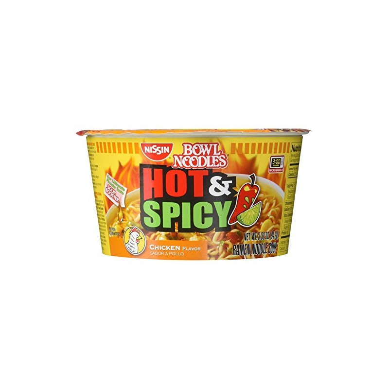 Nissin Noodle Bowl, Hot and Spicy Chicken, 3.32 Ounce (Pack