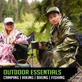 EVERLIT Survival Emergency Mylar Thermal Blanket, Foil Space Blanket Designed for NASA, Body Warmer Blanket for Outdoor, First Aid, Camping Gear, Hiking Travel (4 Pack, Forest Green)