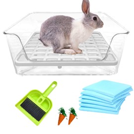 Hamiledyi Rabbit Litter Box Potty Small Animal Bunny Litter Toilet Plastic Square Cage Litter Box Training for Guinea Pigs Chinchilla Ferret and Small Furry Animals(10 Pcs) (White)