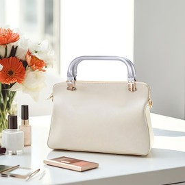 VILLCASE Metal Clutch Frame, Aluminium Purse Frame Handle, 6‘’ Bag Handle Lock Clasp Bag Frame Hardware Replacement, Bag Handle Inner Clasp Lock for Purse Bag Making DIY Craft