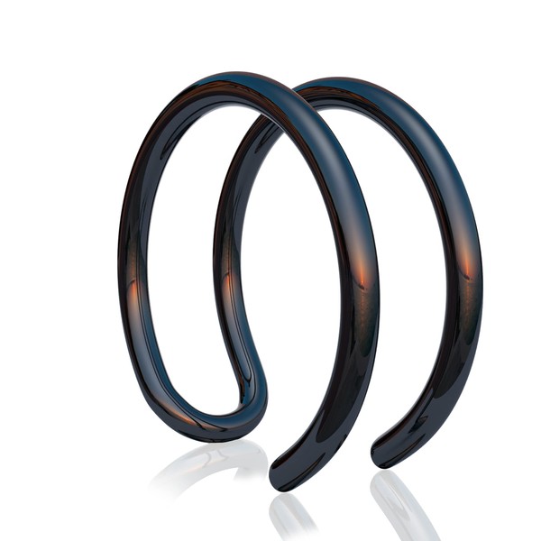 Tiny Black Fake Double Hoop Helix Ring - Faux Spiral