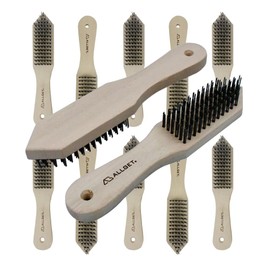 ALLGET High-Hardness Steel Wire Brush 12Pcs, Sword-Shaped Style Wire Brush, Wooden Handle, Powerful Brush for Cleaning, Rust Removal, Weld Slag Removal, Paint Scraping (Sword-Shaped(12PCS)), black