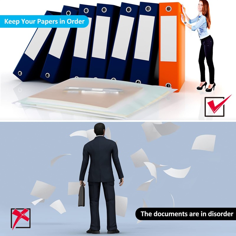 Zonon 30 Pcs A4 3 Rings Tansparent Zipper Binder Pouches
