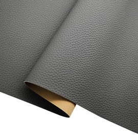 39"x 54"(100cm x 140cm) Faux Leather|Grey Litchi Grain Texture Faux Leather Fabric|1mm Thick Leather Fabric for Furniture Decoration, DIY Crafts, Sewing, Etc.