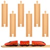 6 Pieces Wood Train Tracks Expansion Straight Wooden Train Tracks