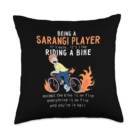 sarangi player Like Riding Bike Cyclist Funny Throw Pillow