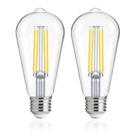 FLSNT Dusk to Dawn Outdoor Sensor ST19 LED Edison Bulb, 5000K Daylight, 8W (100W Eqv.), 1400LM,Vintage Filament E26 Base, Auto On/Off Photocell Automatic for Energy-Efficient Outdoor Lighting, 2 Pack
