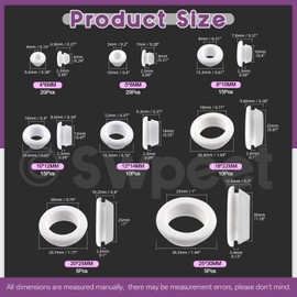 Swpeet 100Pcs White Rubber Grommet Assortment Kit, 8 Sizes Eyelet Ring Gasket, Single Sided Round Firewall Hole Plugs Approx 2/13" 1/5" 5/16" 3/8" 1/2" 3/4" 4/5" 1" Drill Hole for Wiring, Boat