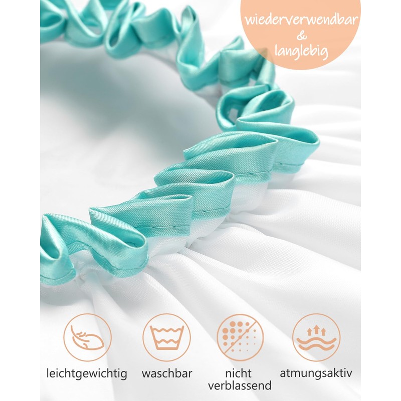 White Shower Cap, Mold Resistant Waterproof Washable Hair Caps for
