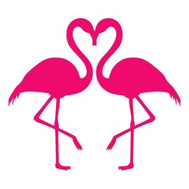 NBFU Two Flamingo Beach Art Heart (Green) (Set Of 2) Premium Waterproof Vinyl Decal Stickers For Laptop Phone Accessory Helmet Car Window Bumper Mug Tuber Cup Door Wall Decoration