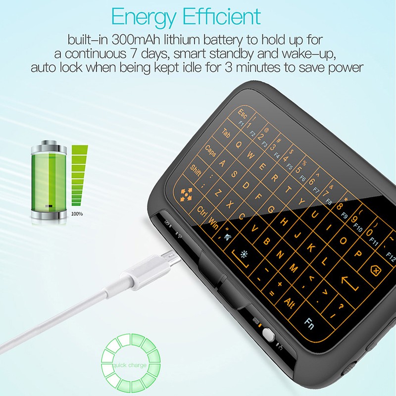 H18+ 2.4GHz Wireless Keyboard Full Touchpad Backlight Keyboard with Large