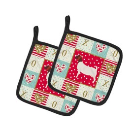 Caroline's Treasures CK5313PTHD Boer Goat Love Pair of Pot Holders, Red Kitchen Heat Resistant Pot Holders Sets Oven Hot Pads for Cooking Baking BBQ, 7 1/2 x 7 1/2