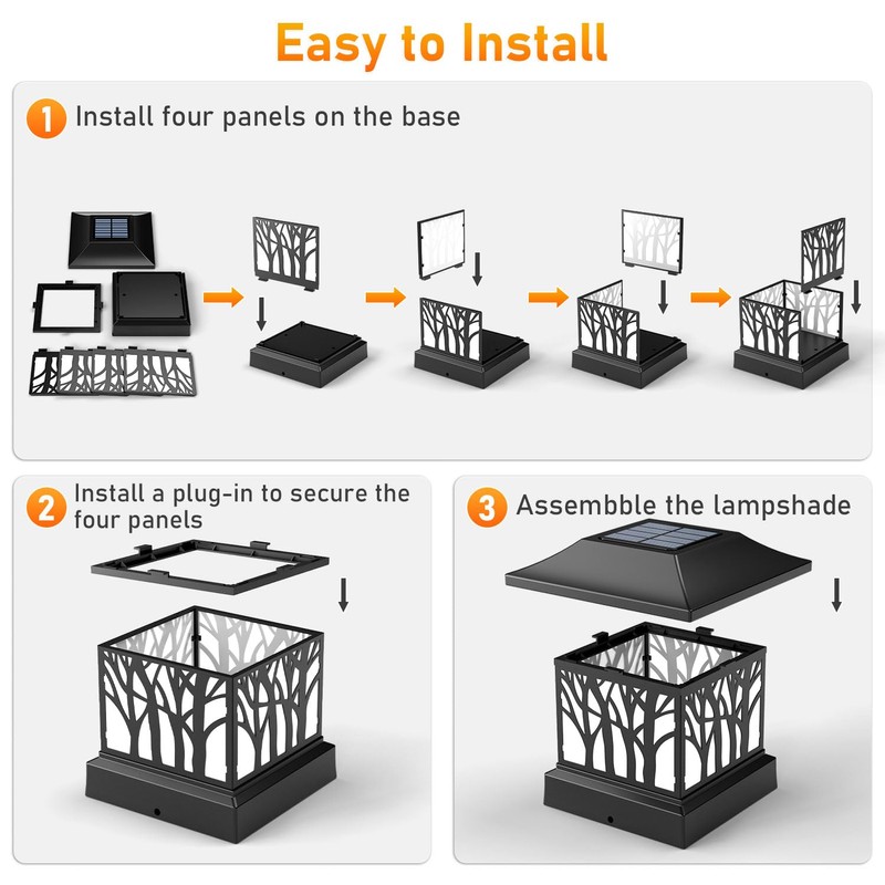 Viewsun 8 Pack Solar Post Cap Lights, Outdoor Fence Solar