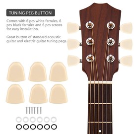 Guitar Tuning Peg Button, 6 Pcs/Set Acrylic Tuning Pegs Buttons Machine Heads Buttons for Guitar(Beige)