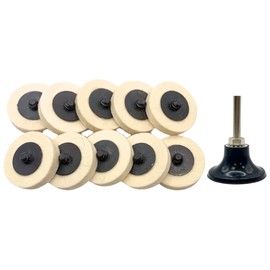10PACK - 2'' inch Wool Sanding Disc, Wool Felt Quick Change/Roll & Lock/Male R-Type Disc, Surface Polishing Buffing Discs, with 1/4'' Shank for Drill, Die Grinder, Rotary Tools