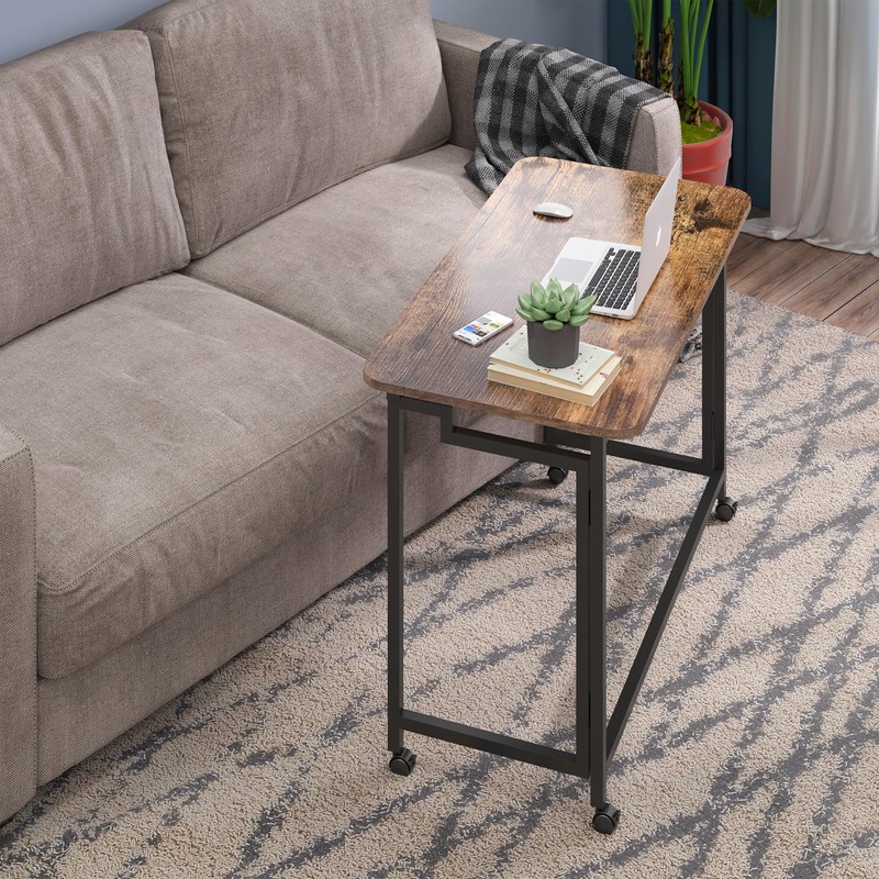 4NM 31.5" Mobile Small Rolling Computer Desk, Folding Laptop Cart