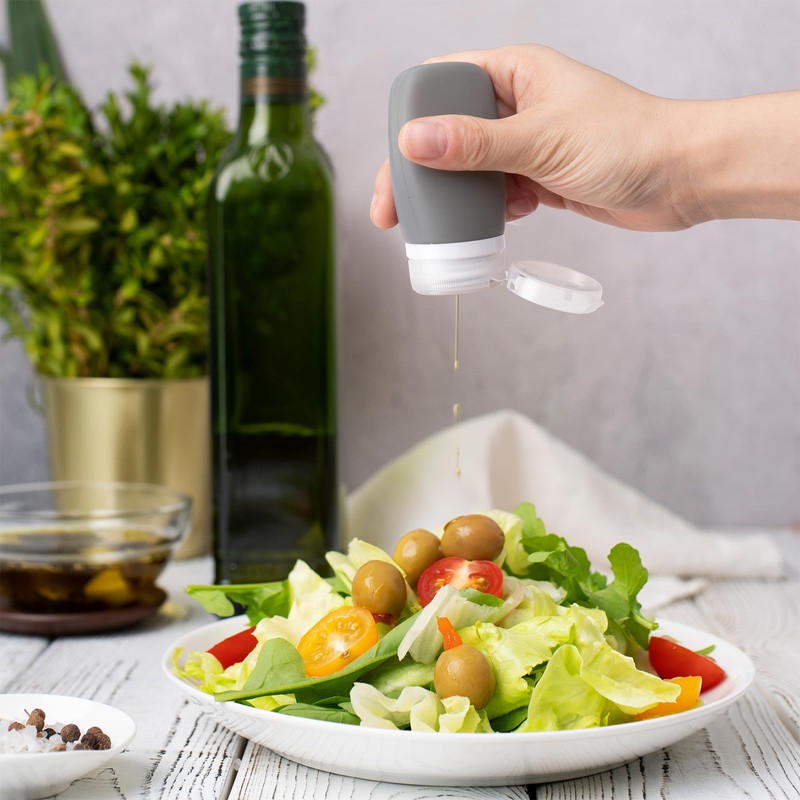4Pcs Squeeze Salad Dressing Bottles, XJMWXHFC Mini Sauce Condiment Bottles,