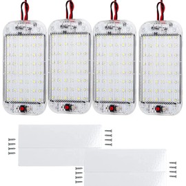Intckwan Pack of 4 12V-85V Car Interior Lighting LED, 48 LEDs Car Interior Lighting with On/Off Switch, Interior Lighting for Car, Motorhome, Truck, Van, Boat, Caravan